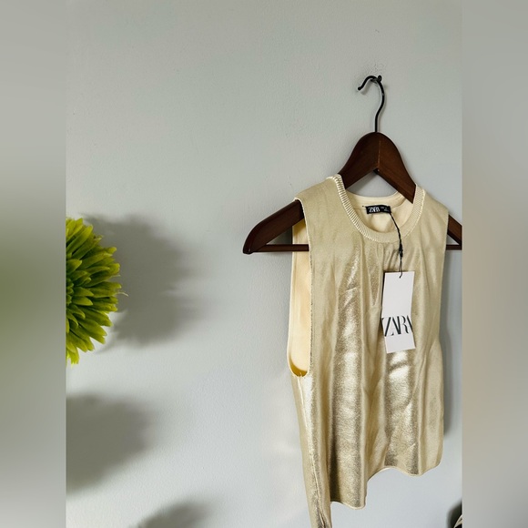 Zara | Metallic Gold Soft Knit Top - Picture 12 of 14